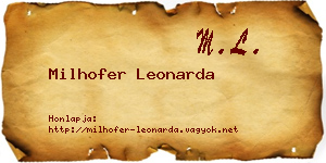 Milhofer Leonarda névjegykártya